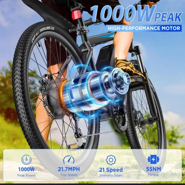 Powerful 1000W Electric Bike for Adults – Ride Farther & Faster! 🚴⚡ - Image 3